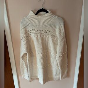 Lou & Grey White Sweater Oversized Pom Pom Large Casual